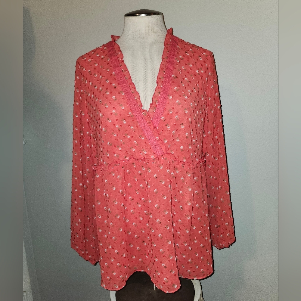 Large Matilda Jane red floral shirt